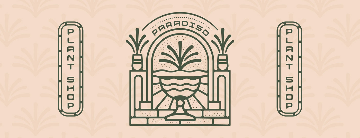 Flowers goblet design ornate design  paradise Paradiso Plant Design plant shop branding plants stipple traditional design
