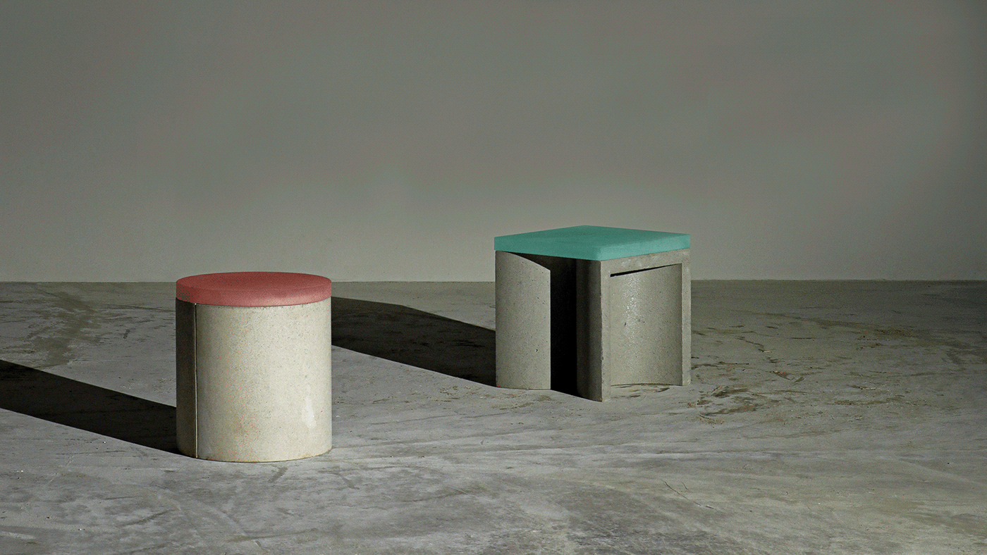 furniture industrial design  product design  stool 산업디자인 module acrylic branding  concrete craft