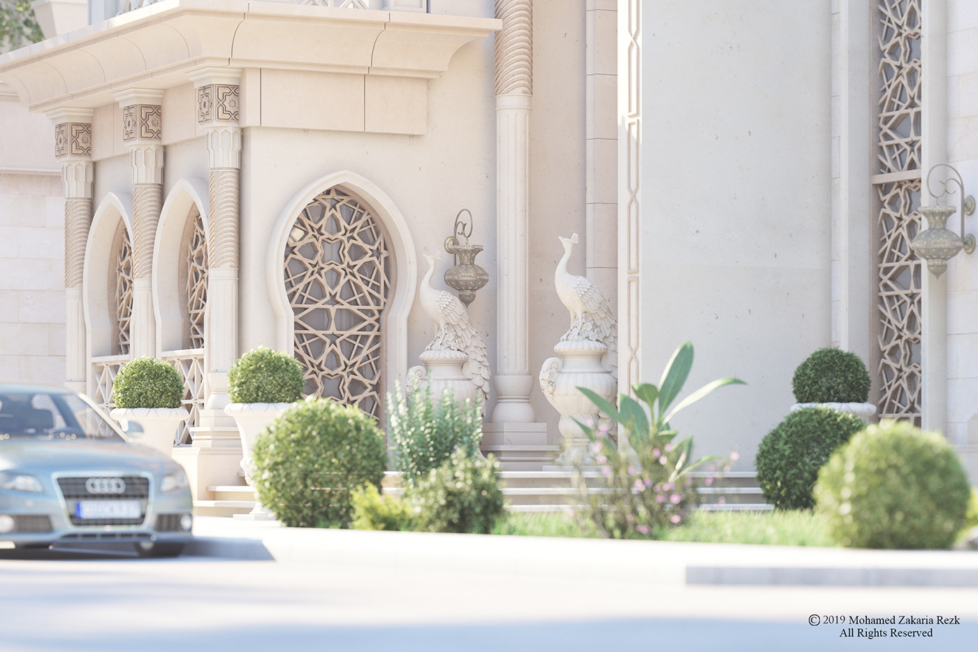 islamic Render lighting vray 3dsmax photoshop oriental luxury house Islamic Villa