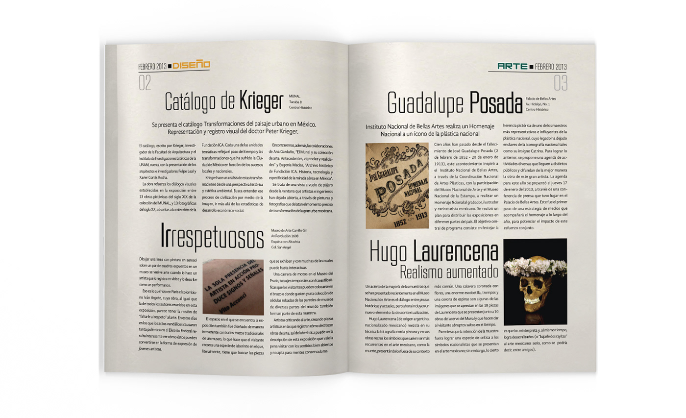 editorial design  Layout InDesign gaceta cultural Diseño editorial cultura mexicana diseño gráfico newspaper