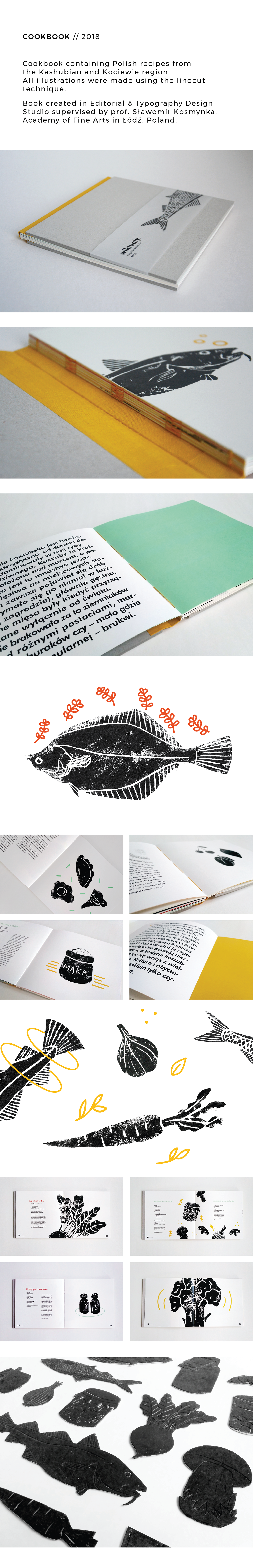 book cookbook design typography   ILLUSTRATION  poland Culinary linocut