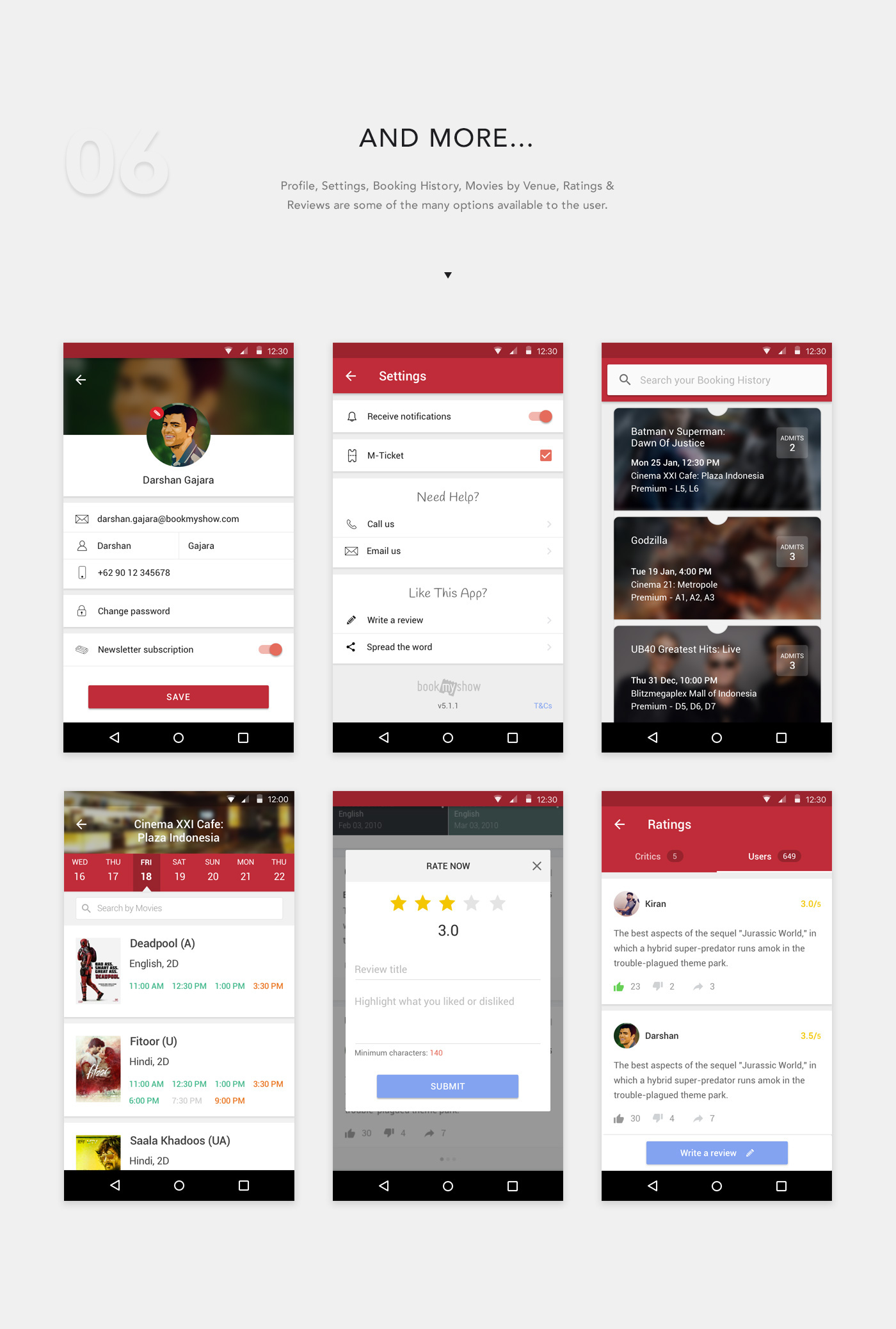 bookmyshow indonesia ios android material design Entertainment ticket booking  movie tickets