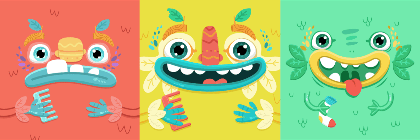Packaging brands kids baby color Character monster product Fun ILLUSTRATION 