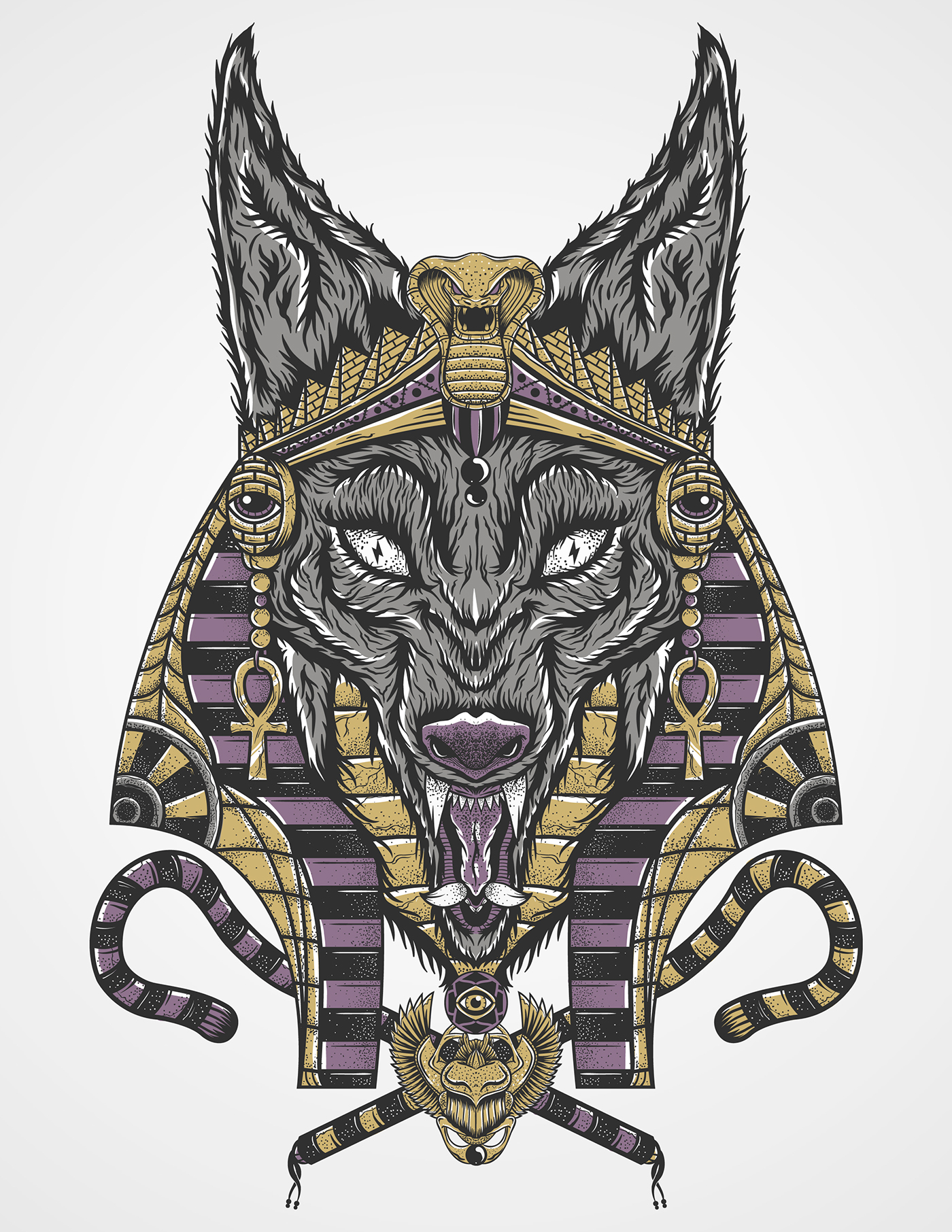 anubis God egypt dog chacal cobra pyramid vector