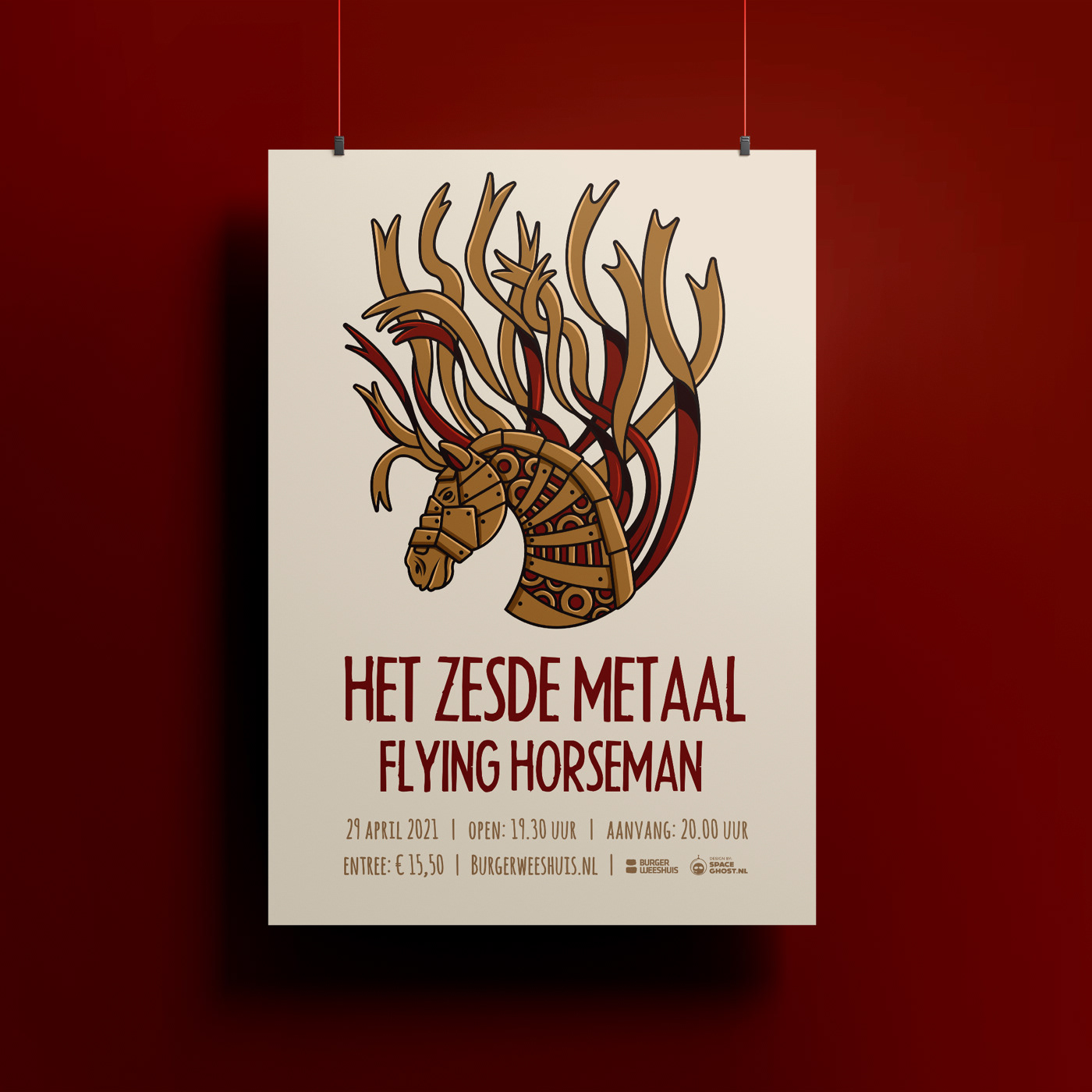 Belguim hair het zesde metaal horse metal music poster spaceghost vector