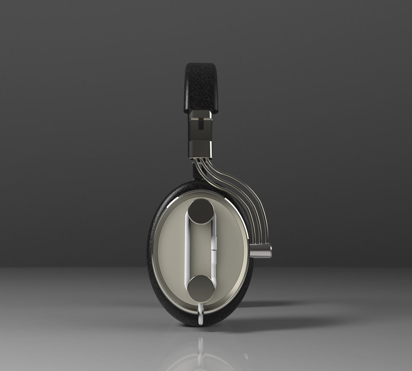 headphones music Interface Volume Cable Render visual Gadget metal leather