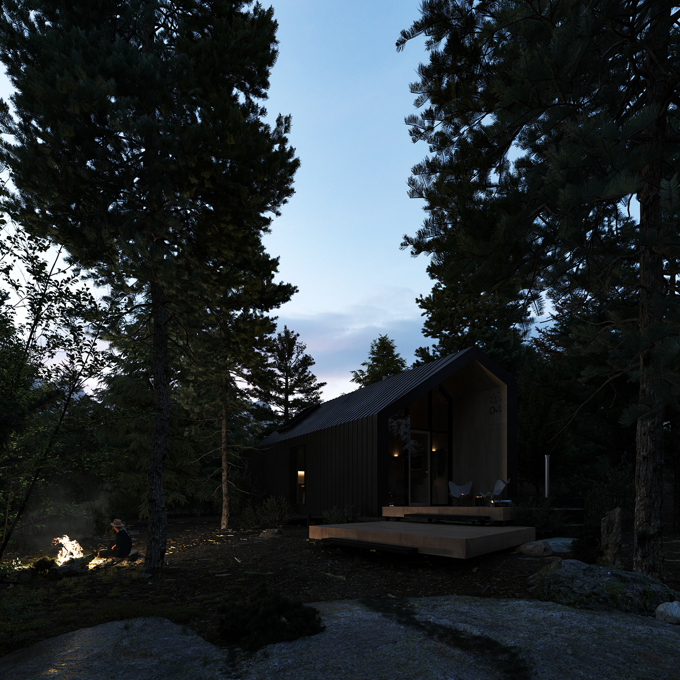 3D 3ds max architecture CGI corona render  forest night Photography  Render visualization