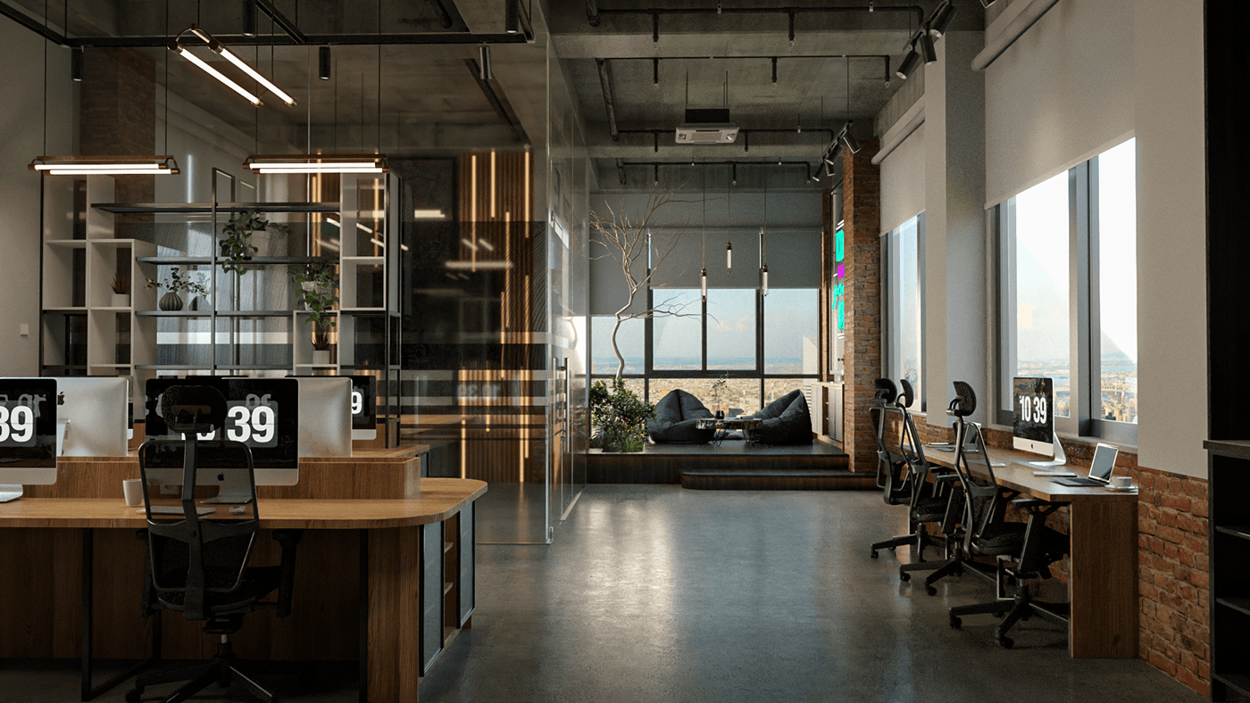 Office Office Design 3d modeling 3D Visualization Render industrail design modern interior design  architecture visualization