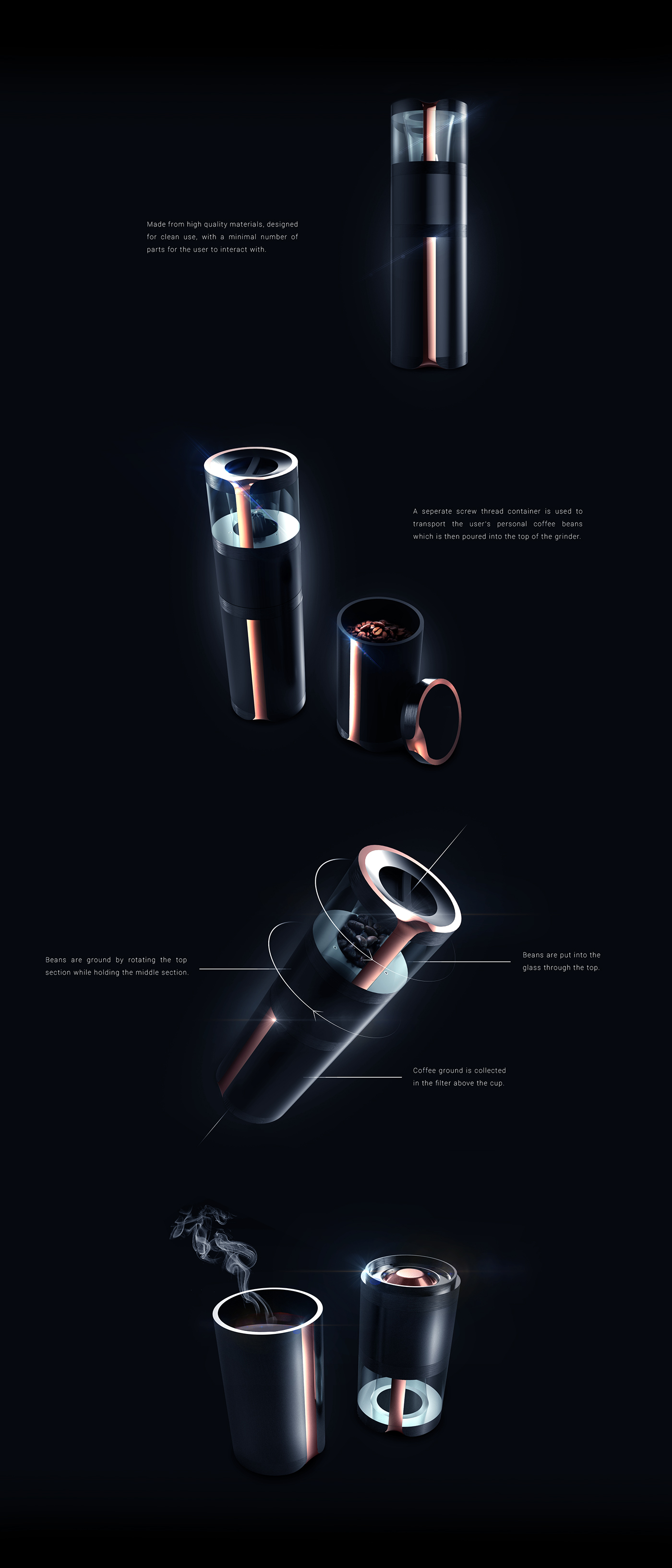 keyshot photoshop Illustrator coffee grinder Renders senses Coffee portable