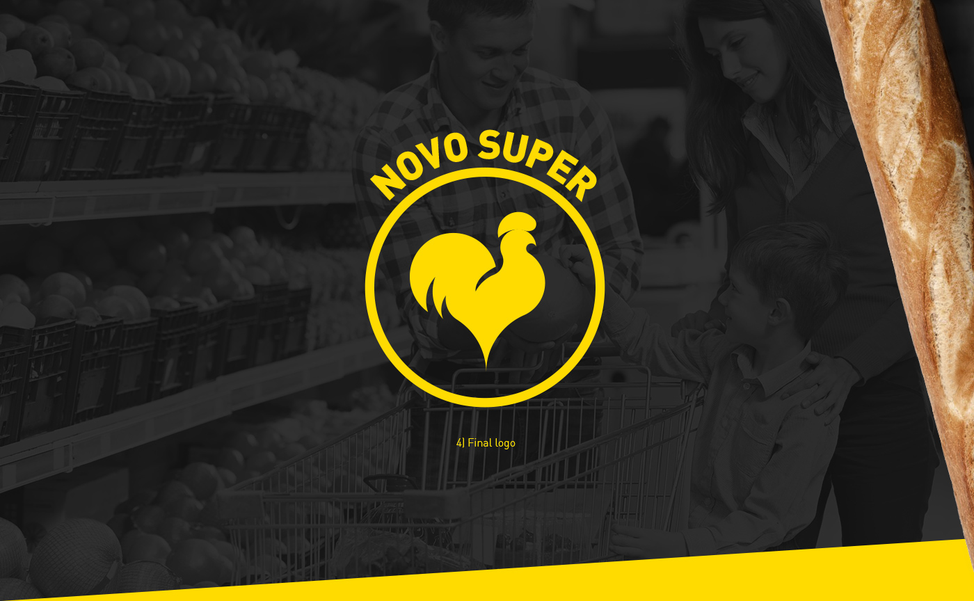 branding  novo super super sao roque super market Supermarket Madeira Rooster cock black yellow Rebrand rebranding