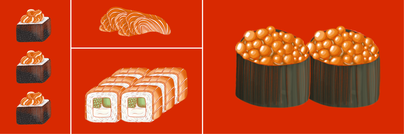 Asian Food colorful editorial Food  ILLUSTRATION  ingredients magazine Sushi
