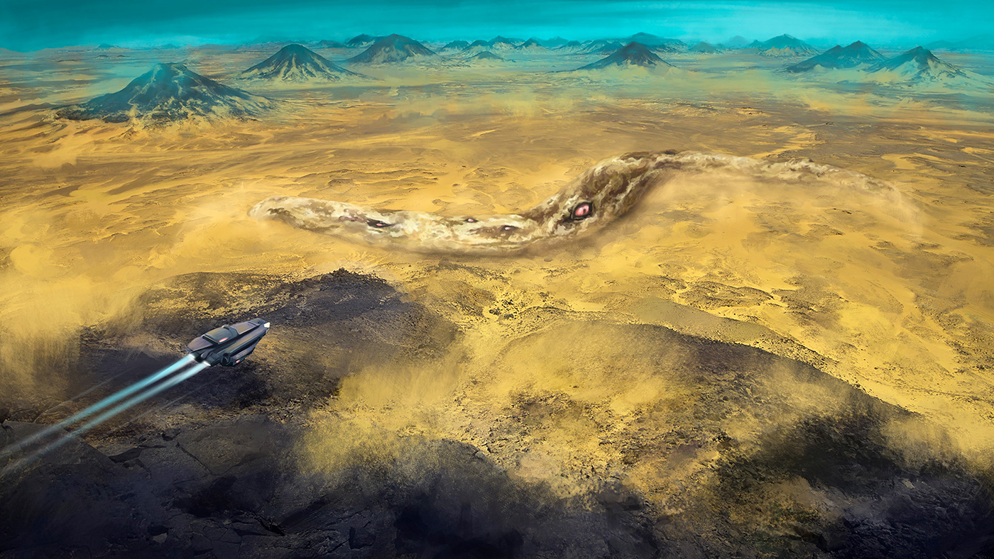 creatures digitalart planet sci-fi science fiction Landscape fantasy desert environment concept art