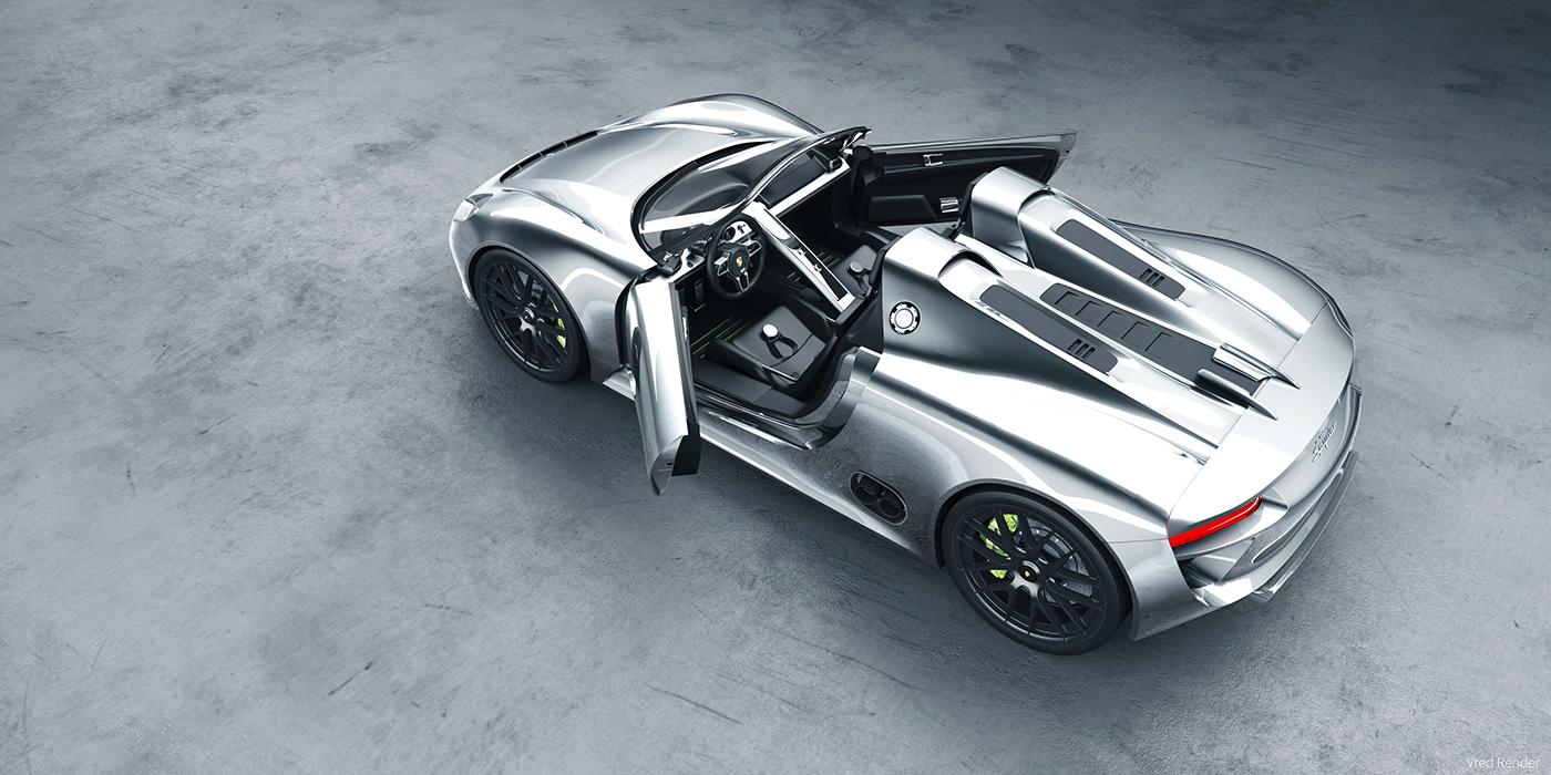 automotive   PolygonModel Porsche Porsche 918 Spyder concept car hybrid Maya visualization VRED
