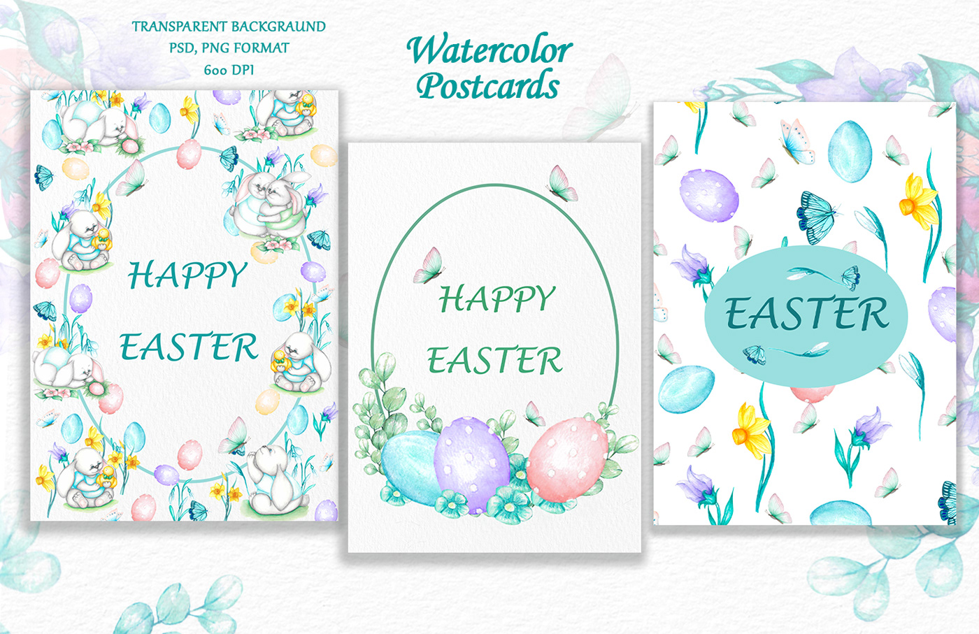Easter bunny ILLUSTRATION  handmade hand drawn watercolor illustration painting   happyeaster celebration postcard