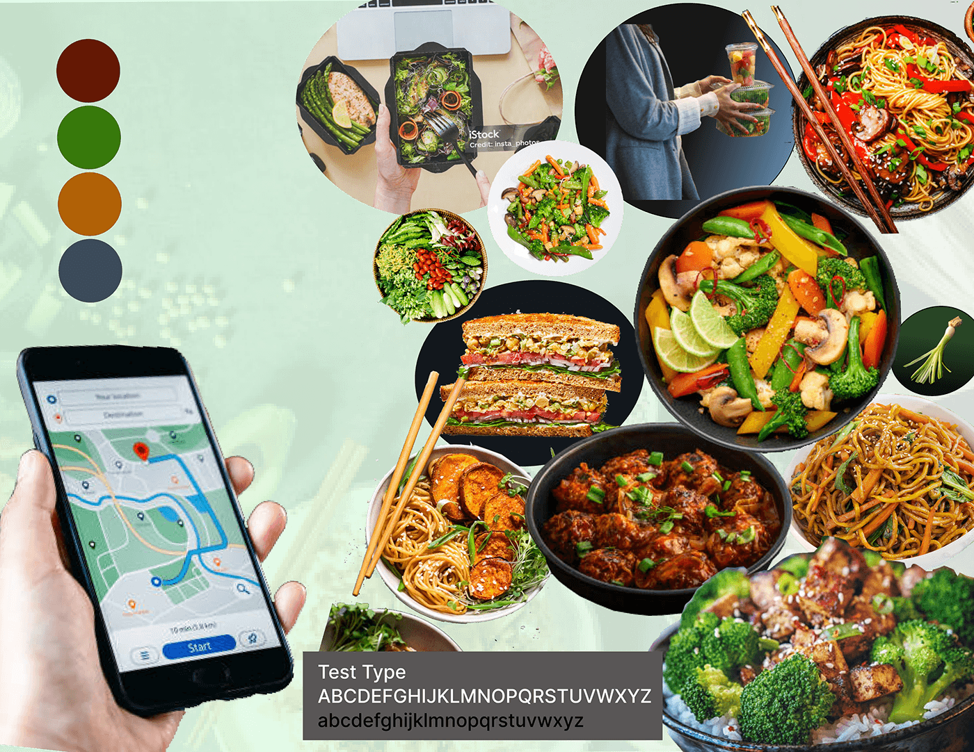 vegan Office moodboard ui design Figma Chinese Food Mobile app location lunch visual design