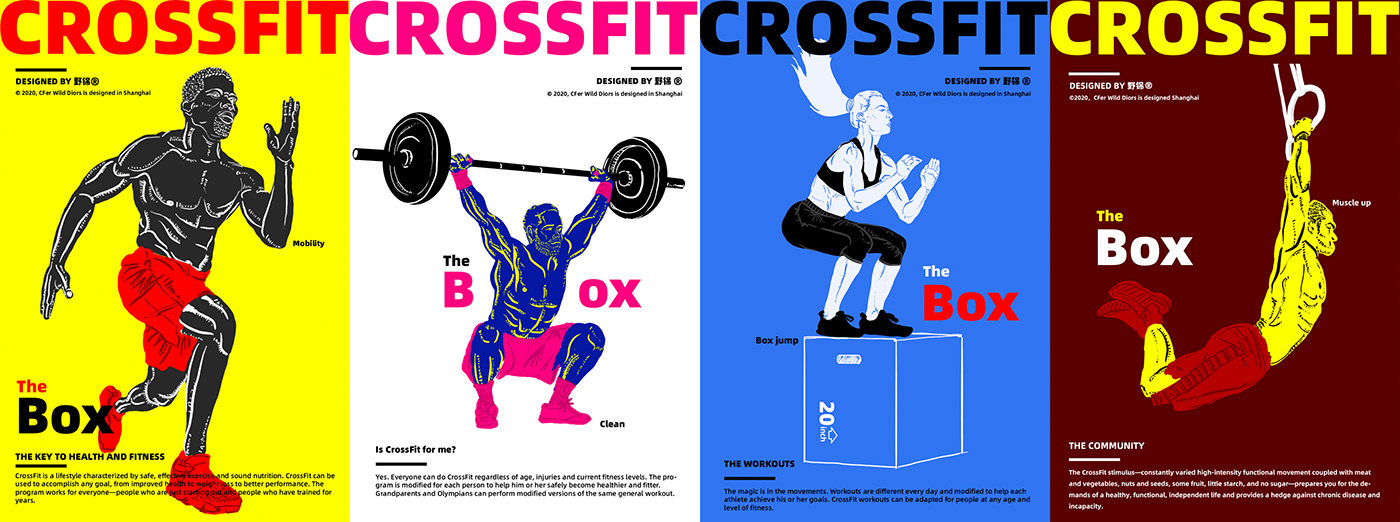 box Crossfit fitness gym Hand Painted Weightlifting