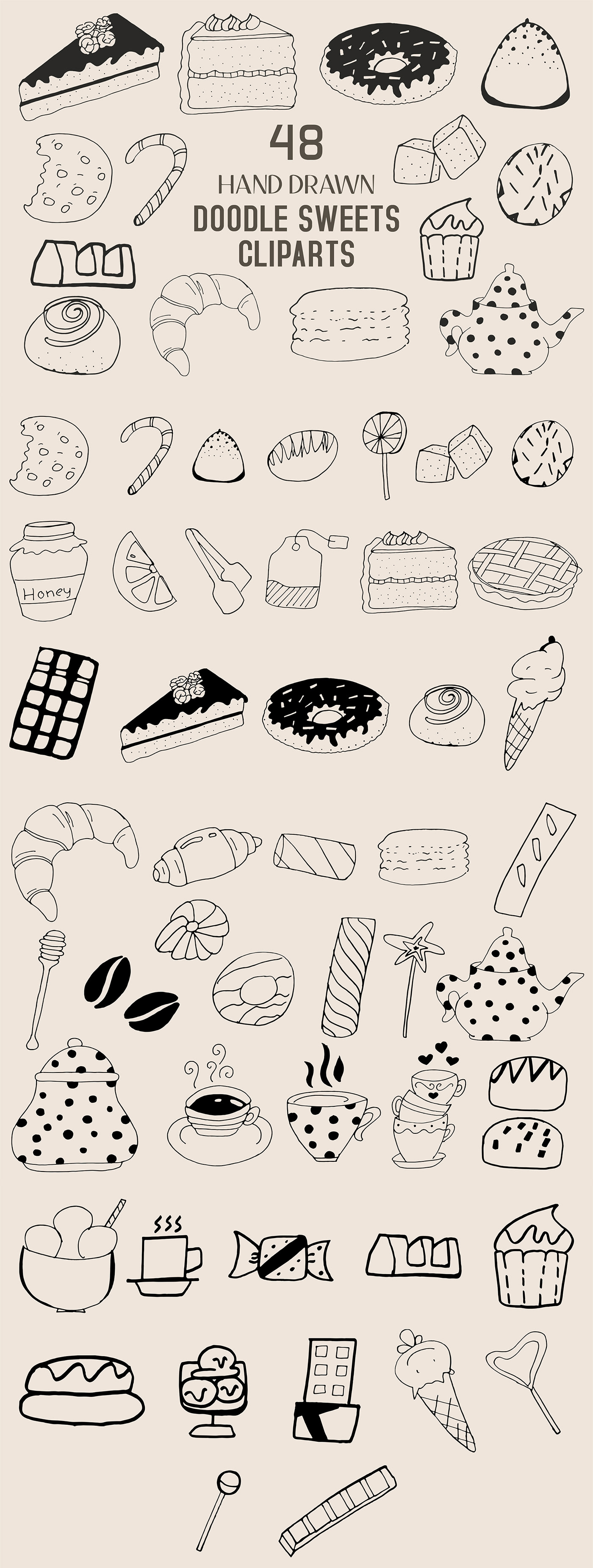 45+ Free Handmade Doodle Sweets Cliparts is a high class creative and innovate handful collection.