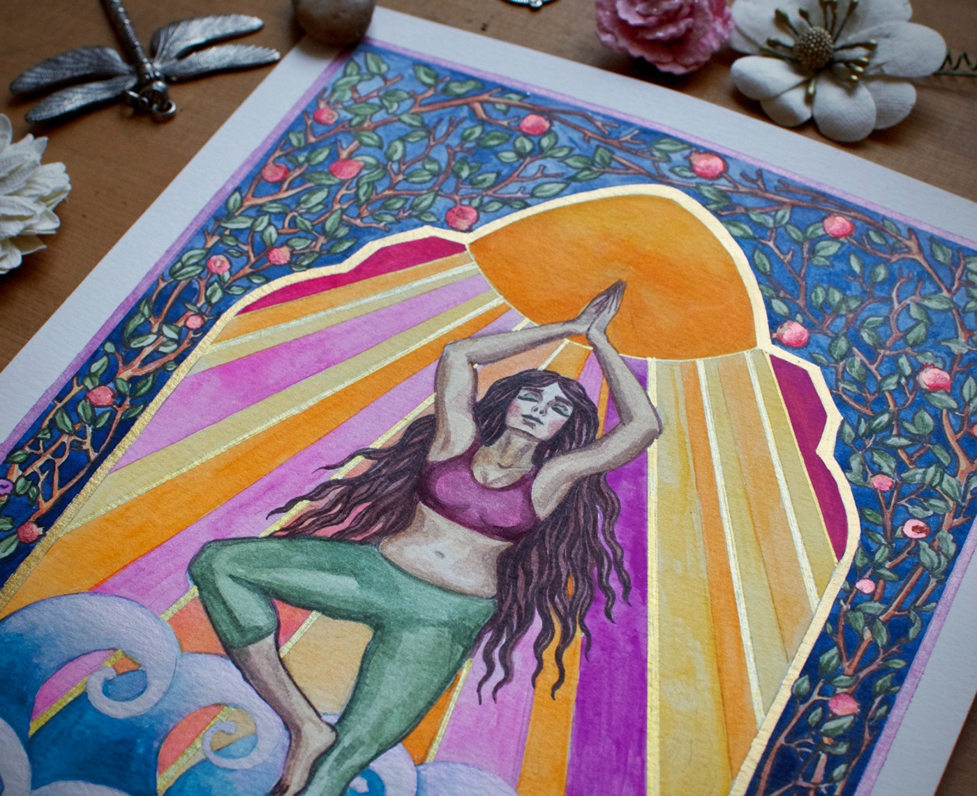 art ILLUSTRATION  meditation TRADITIONAL ART watercolor Yoga yogini