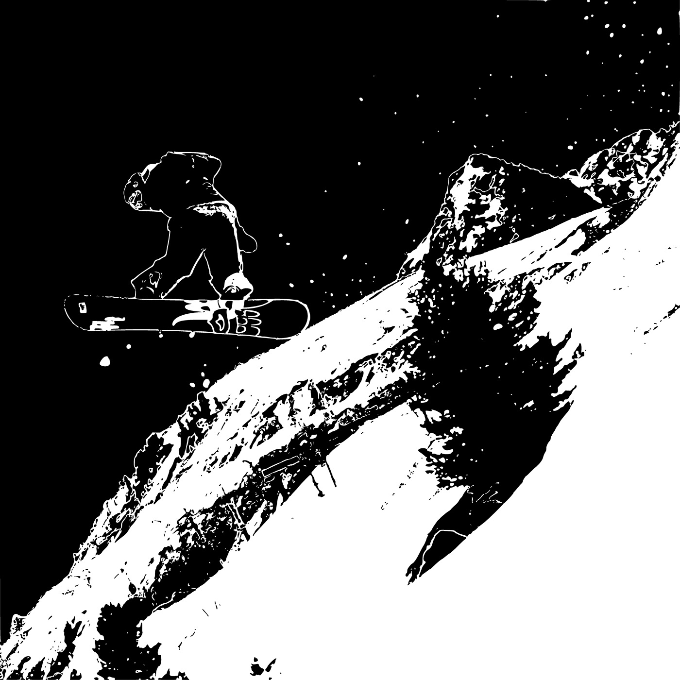 snowboard mountain snow jump sports design extreme ILLUSTRATION  vector Digital Art 