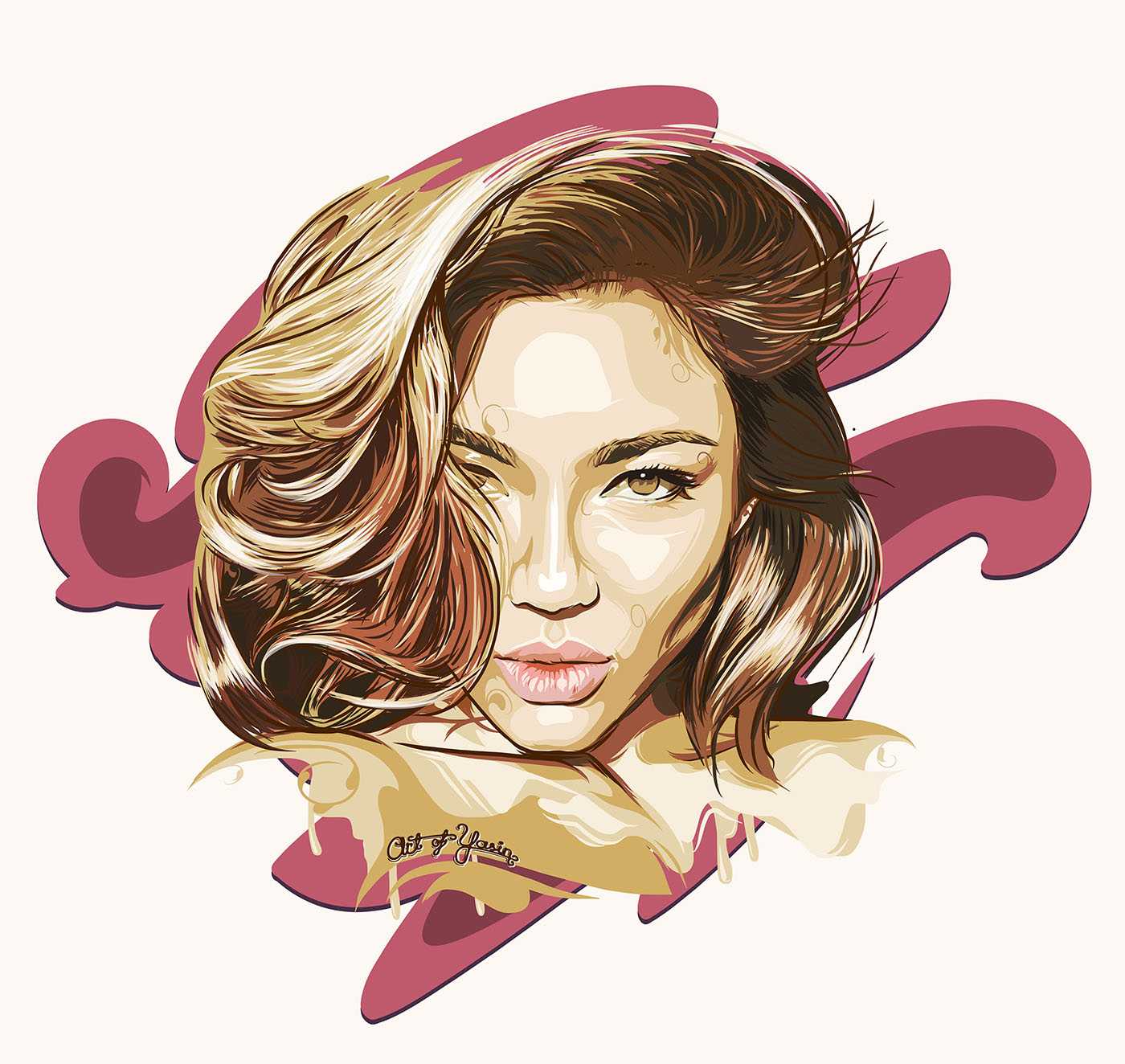 Mesh Yoga portrait illustration adobe draw adobe illustrator asian girl beautiful face perfect beauty most beautiful girl unique girl special portrait Like Love vector drawing Michelle Lou Lan art of yasin