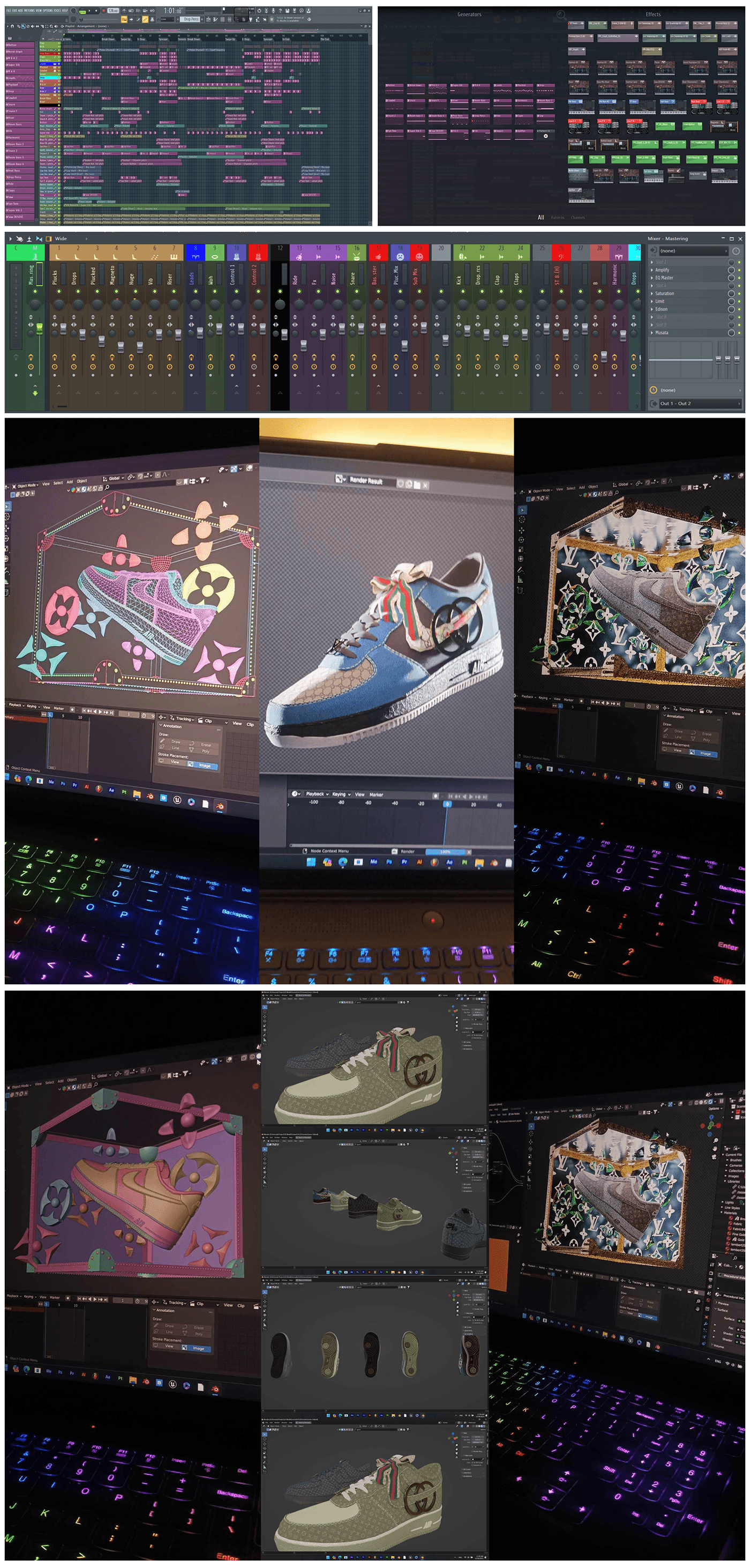 airforce Nike shoes Fashion  Clothing Louis vuitton gucci 3d modeling motion graphics  animation 