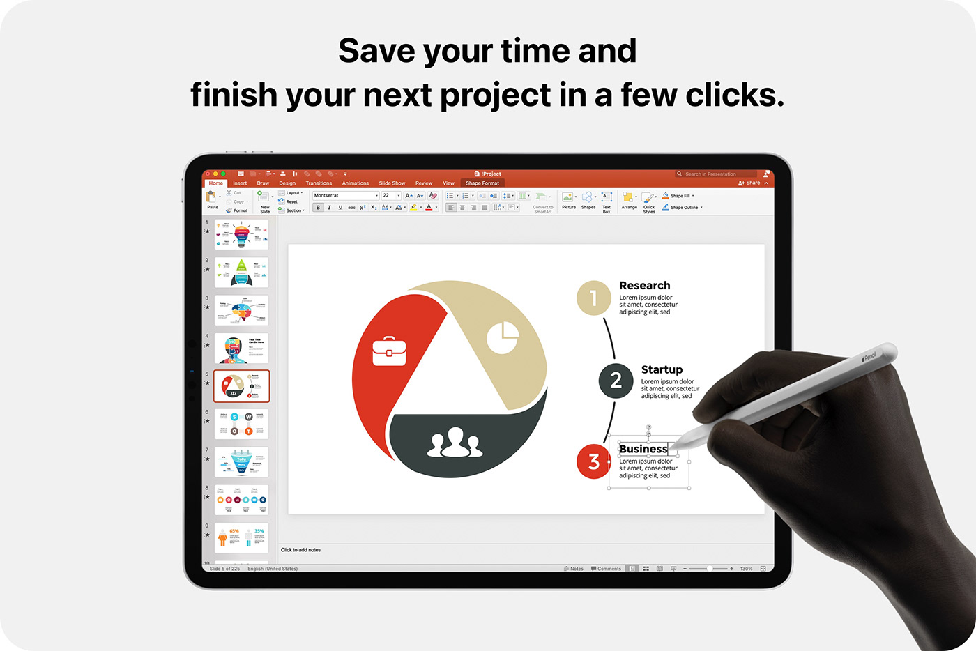 arrow chart circle diagram Figma infographic pitch deck Powerpoint timeline
