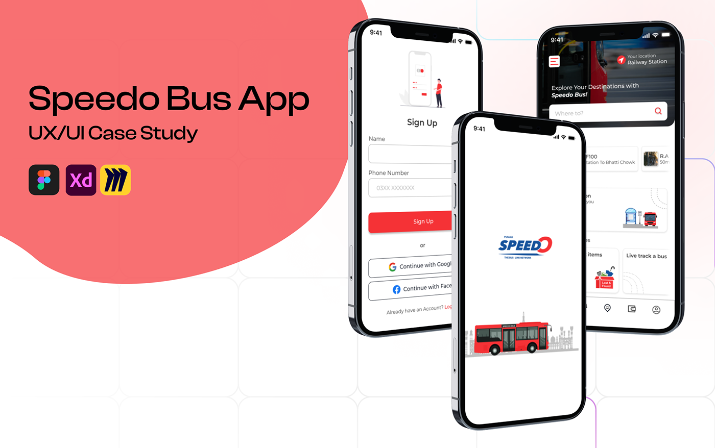 UI/UX Mobile app Case Study Figma Website transport app public app bus speedo bus