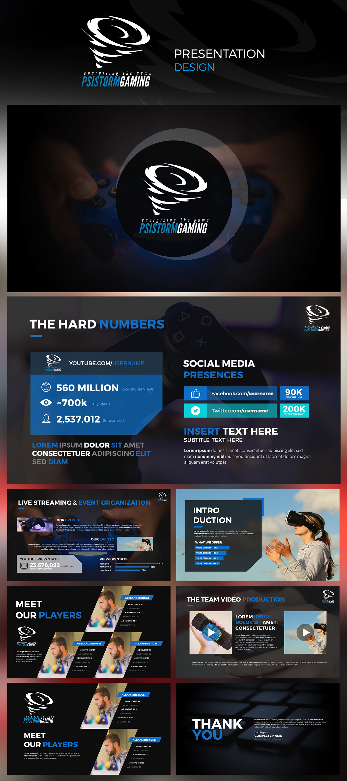 presentation design esport Gaming playstation futuristic modern Streamer tech vr