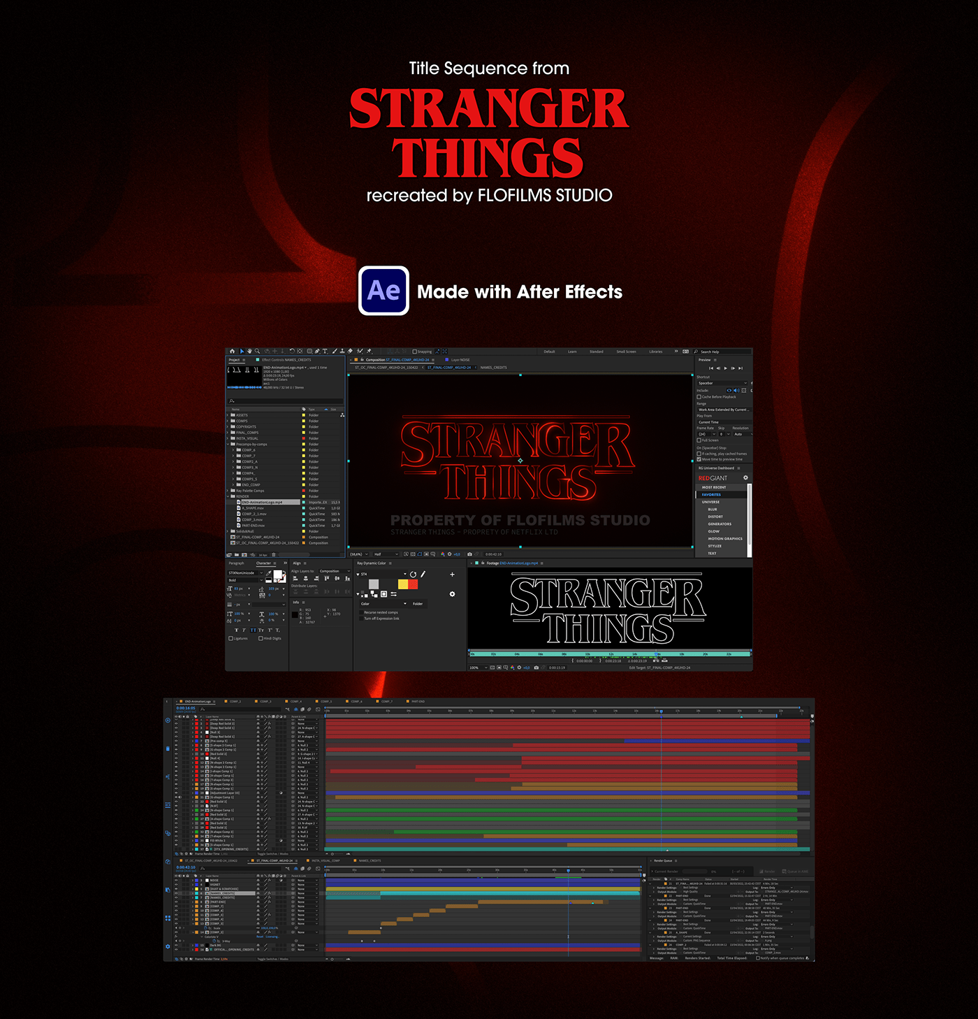 after effects motion design Netflix recreation series Stranger Things