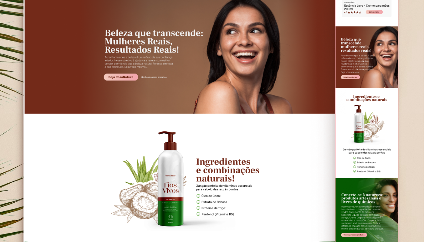 Website Figma cosmetics brand identity beuaty cosméticos femininos cosmeticosnaturais
