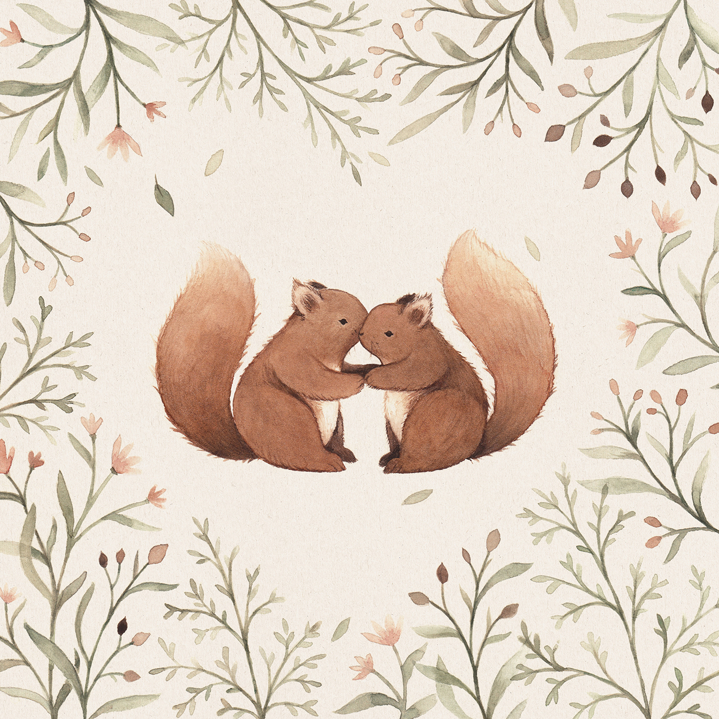 animals Love valentines cute cards squirrel bunny FOX woodland