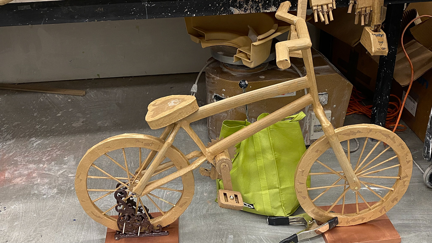 3D Bicycle Bike Cardboard sculpture mailman robot sculptures