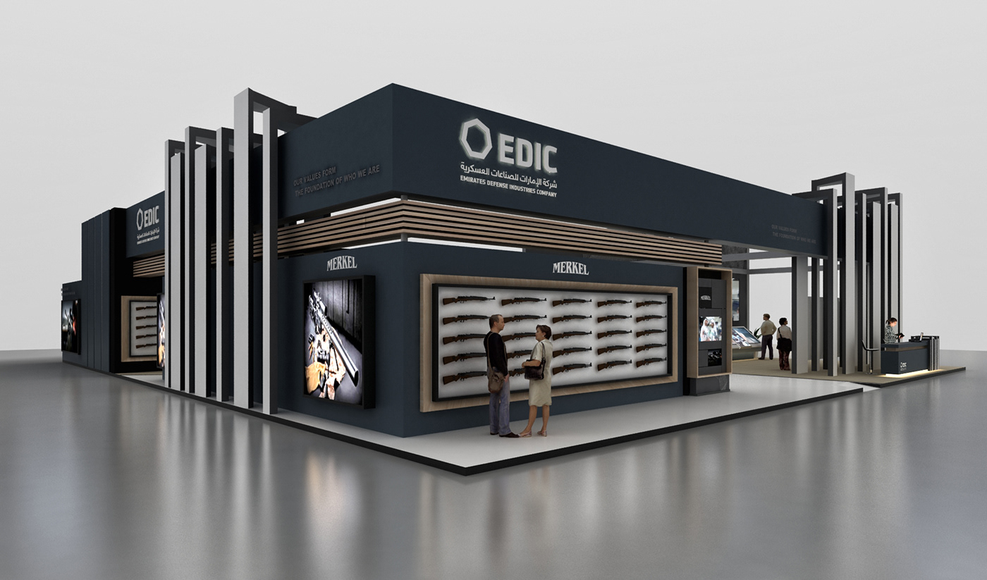 ediç Caracal UAE Exhibition  Stand details architecture weapons Show ADIHEX