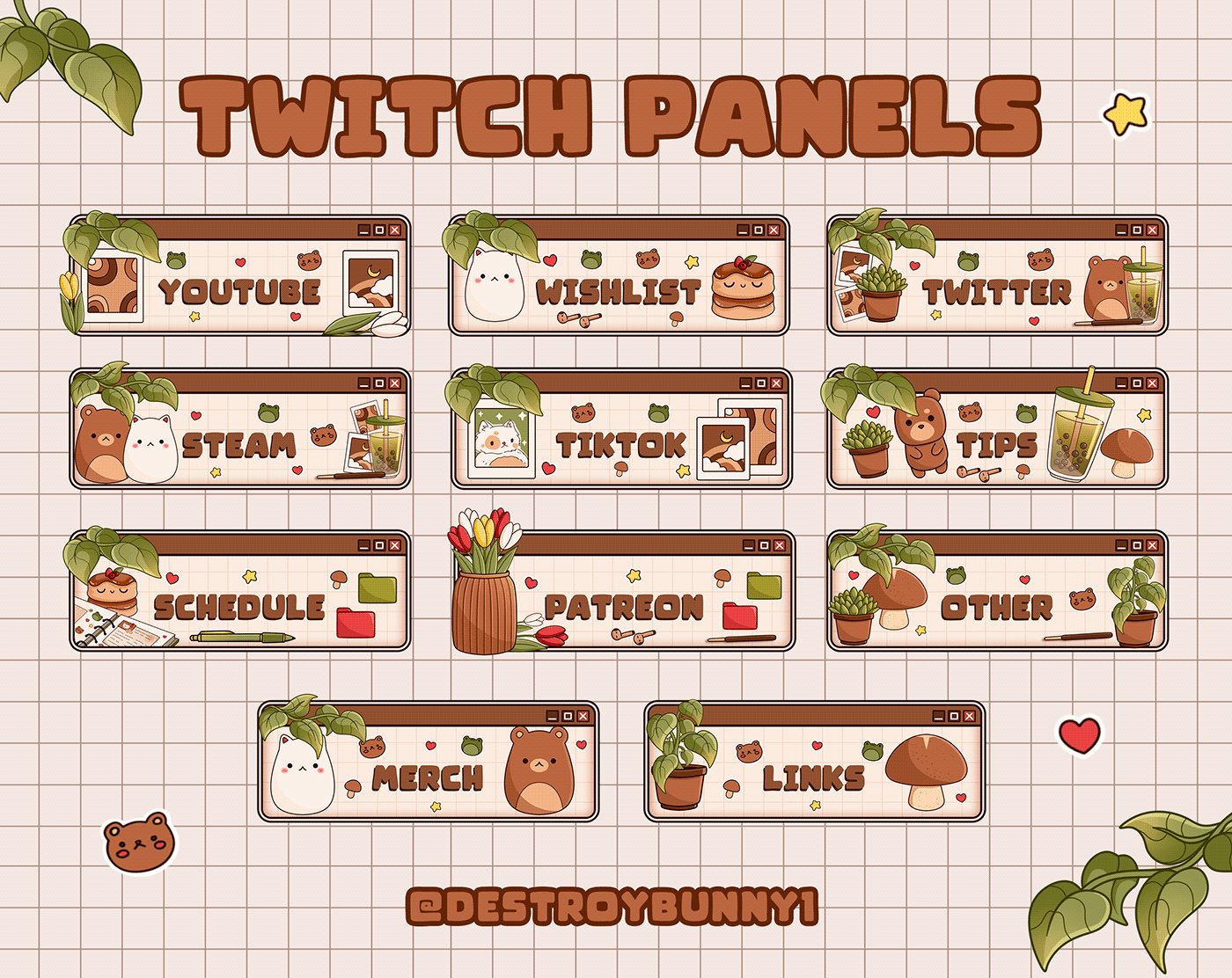 Twitch Overlay cottagecore cozy animated overlay Twitch streamers Gaming stream cute overlay Stream Bundle