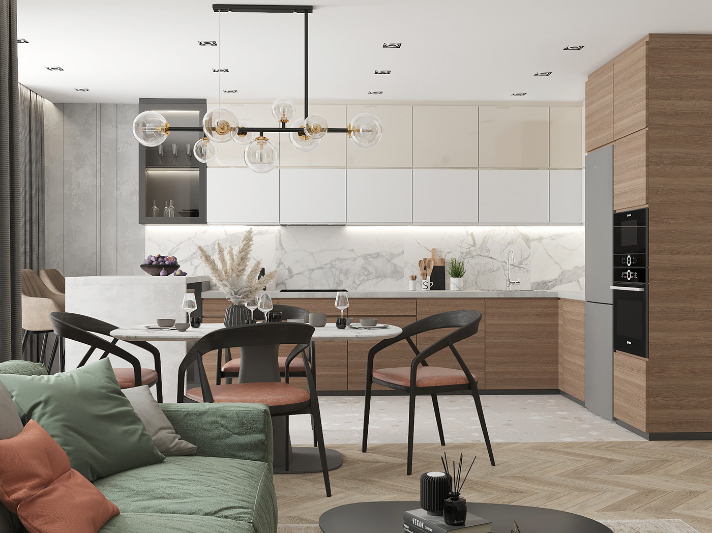 CG CoronaRender  design homedesign Interior interior design  kitchen living modern