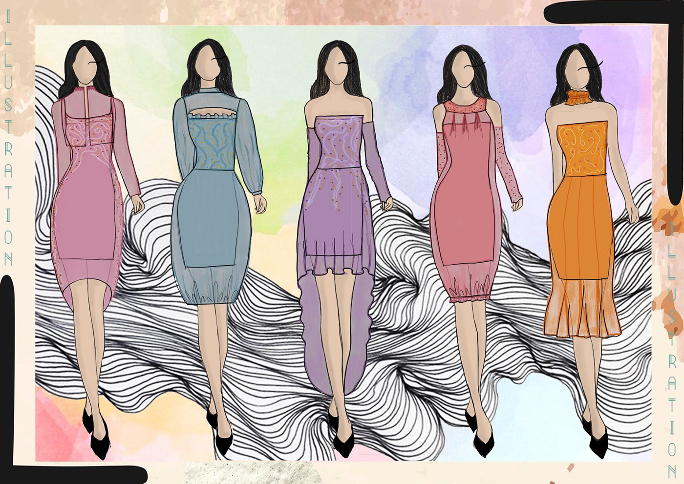 animal cell Cell EVENING WEAR pastel colors portfolio collection SHEER DRESSES THE CENTER OF LIFE