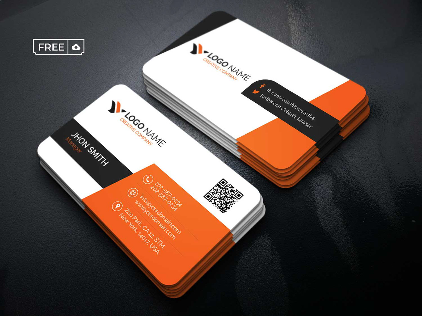business card clean creative Modern Design orange card personal business card professional visitingcard