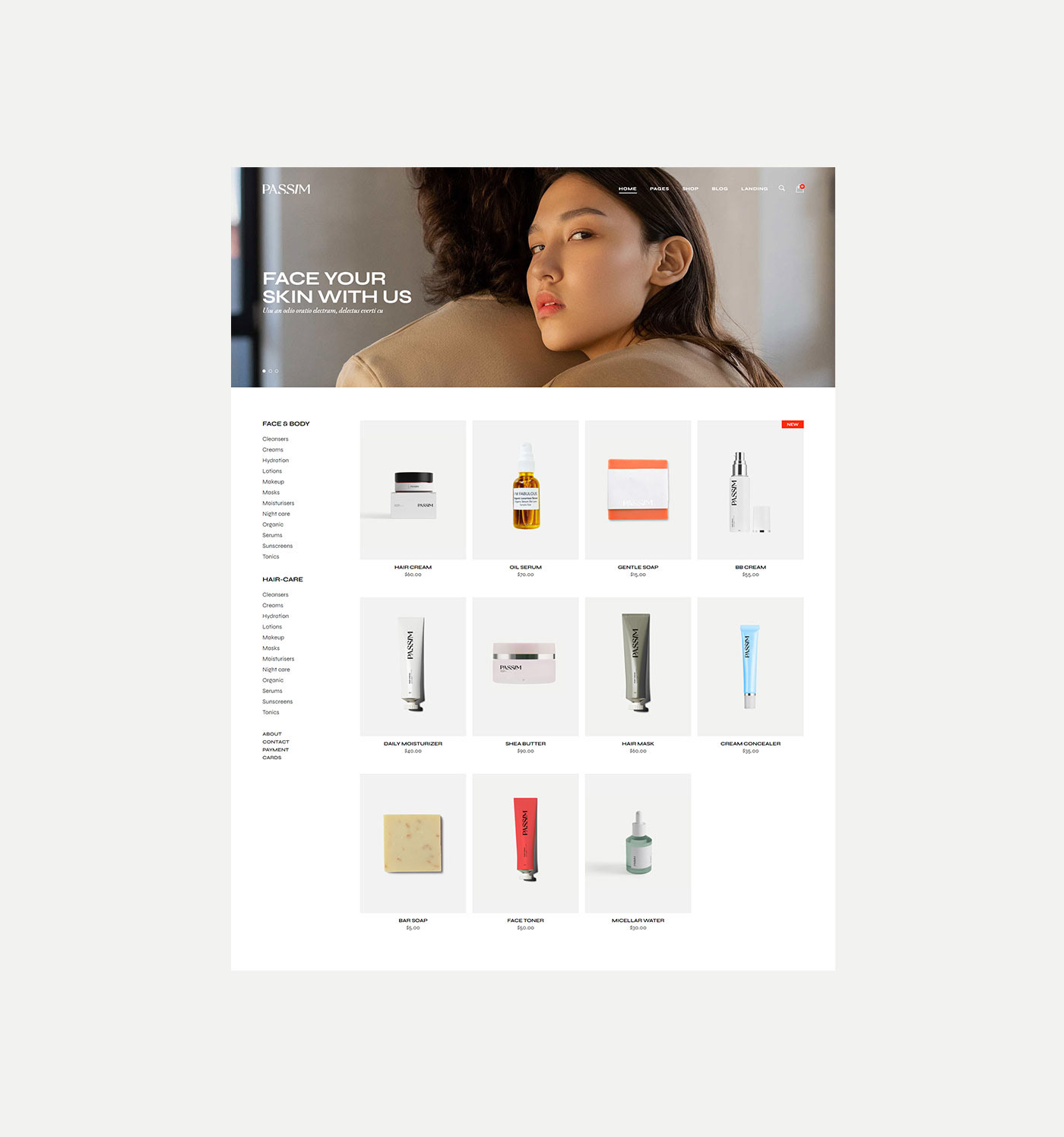 beauty beauty product clean cosmetics design modern natural products skincare Webdesign