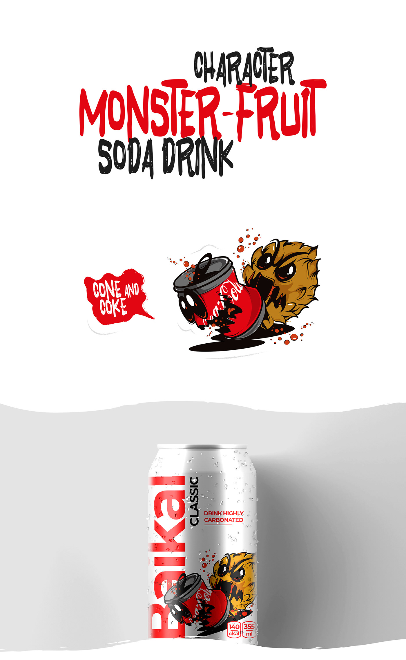 Character: Monster Fruit 
packaging for soda