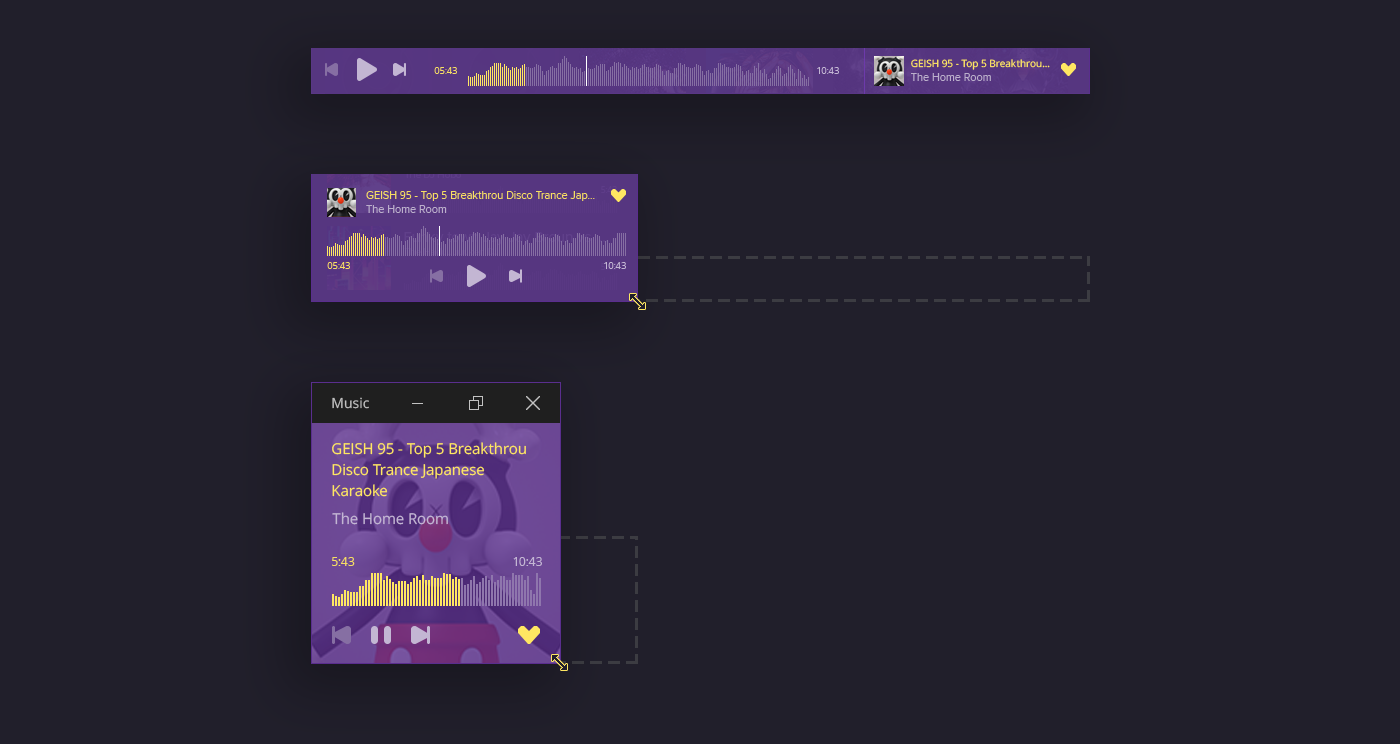 Music Player windows10 UI music