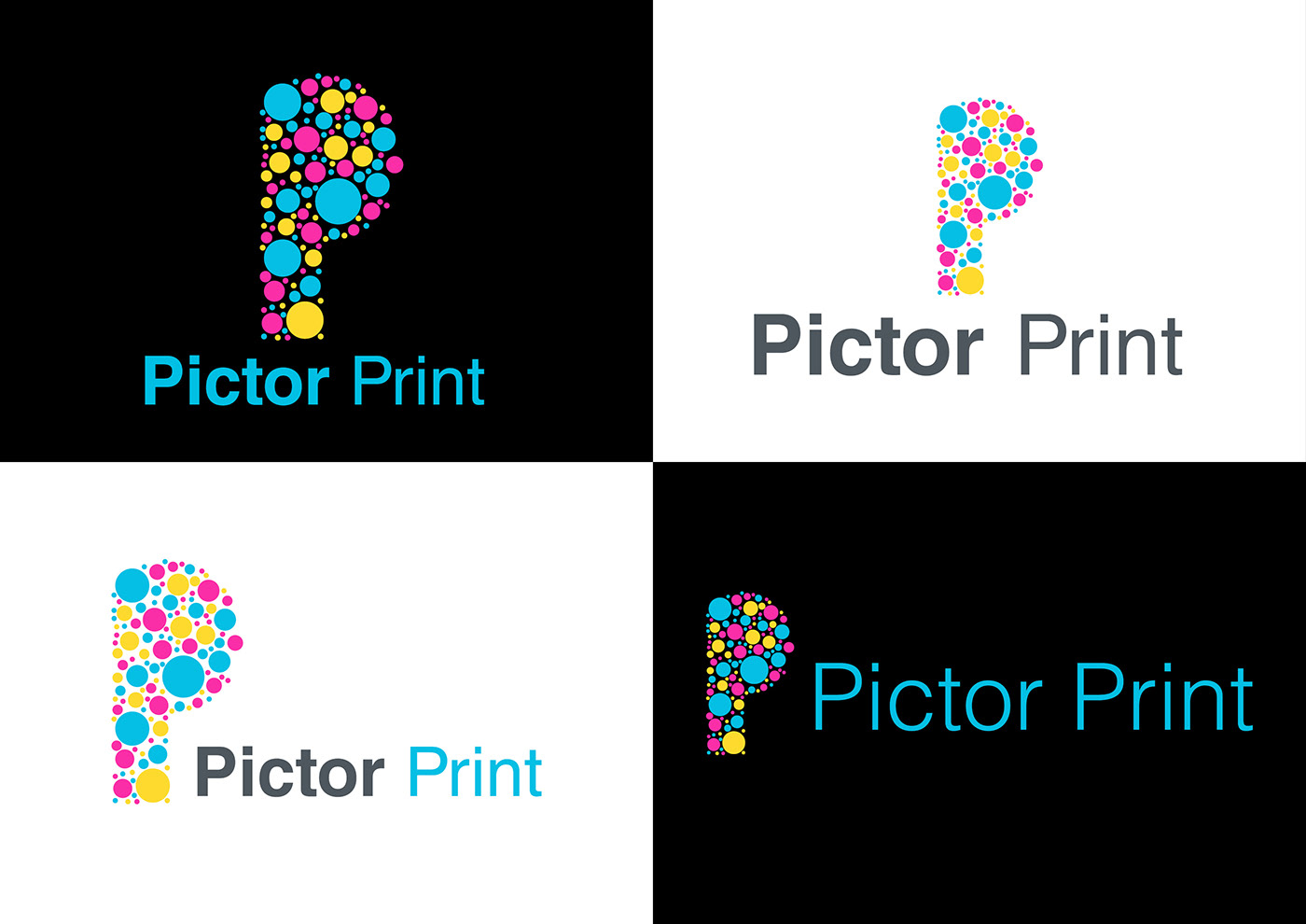 pictorprint Logo Design cool logo minimal logo CMYK print logo  logo print studio creative  logo