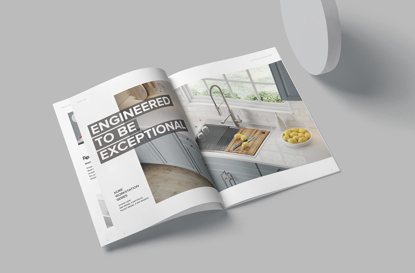 3D brochure CGI editorial Faucet industrial design  kraus Render Sink visualization