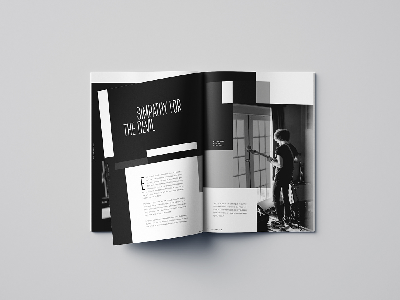 black and white brochure editorial magazine minimal music print design 