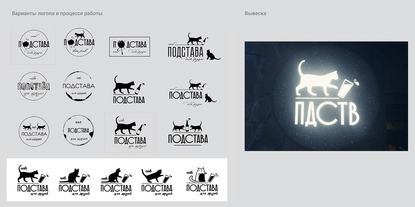 логотип logo Branding design card stickers pub beer Cat bar catlogo