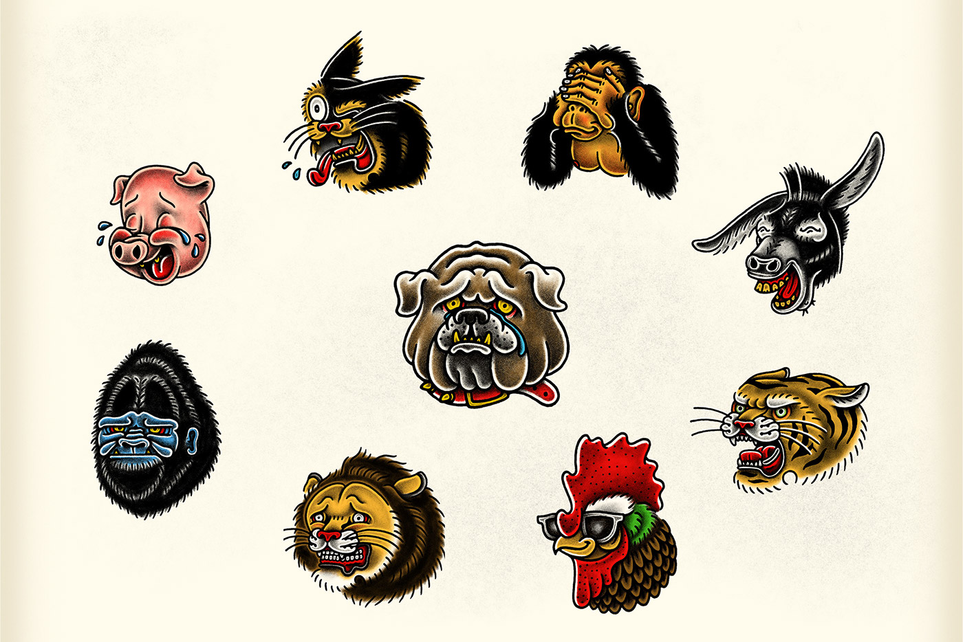 tattoo traditional ILLUSTRATION  Flash stickers ios iphone imessage gestures animals
