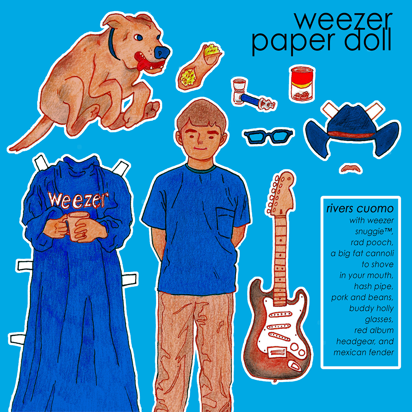 weezer Rivers Cuomo Blue Album 90s rock paper doll gif