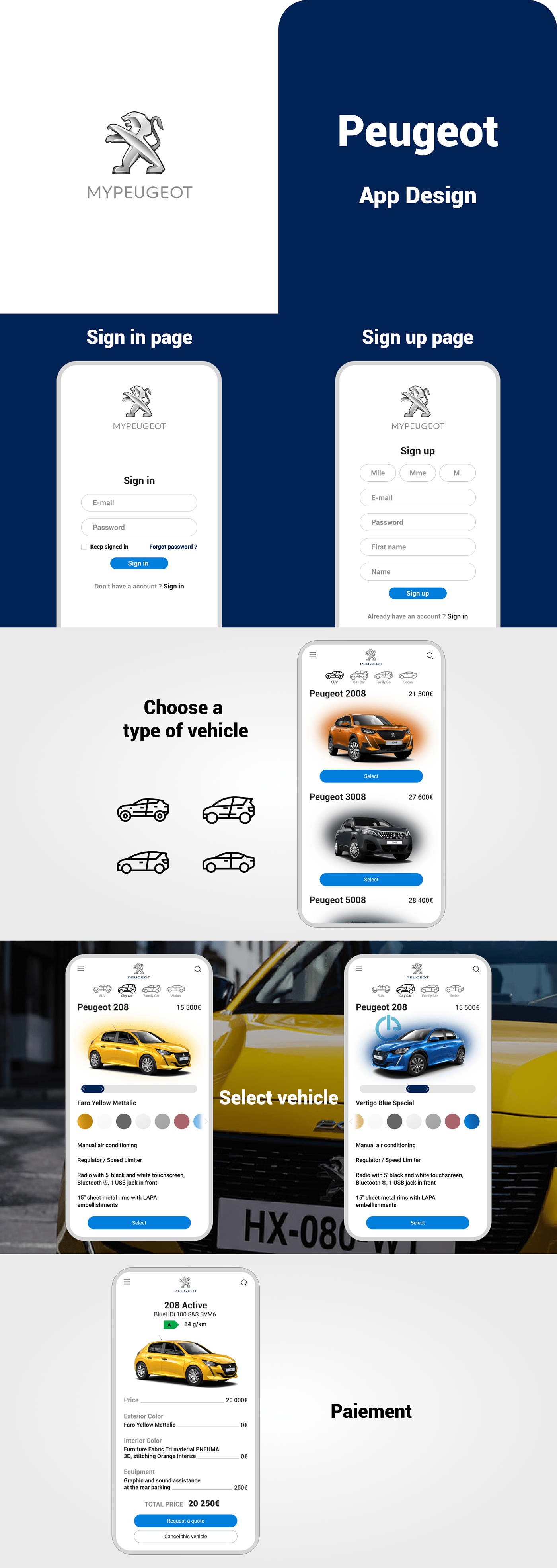 UI ui design app PEUGEOT Vehicle buy discover