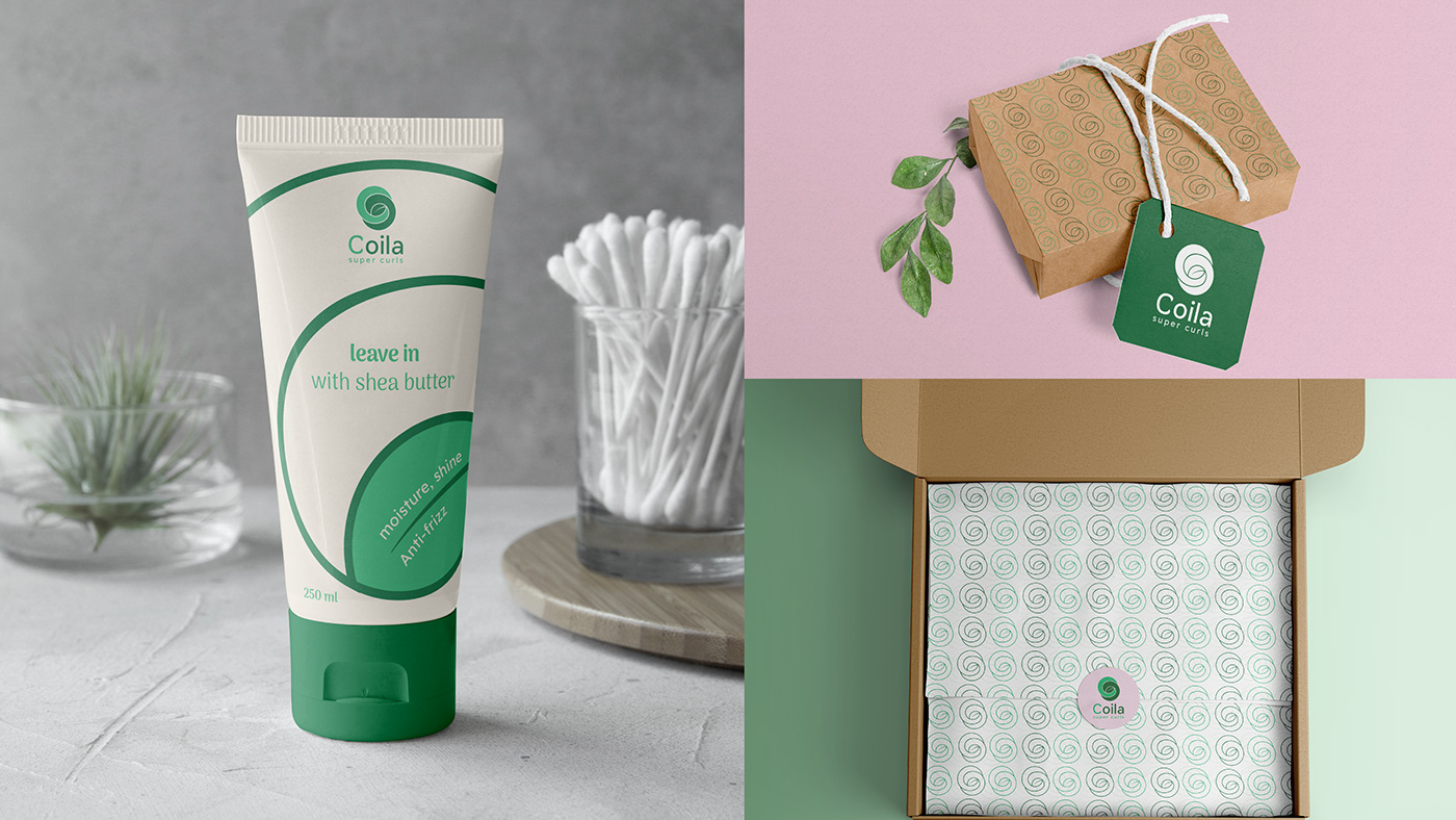 curly hair branding  Logo Design brand identity natural logo Natural products cosmetics Packaging beauty