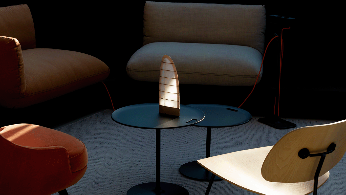 light Lamp product design  lightweight Balsa wood