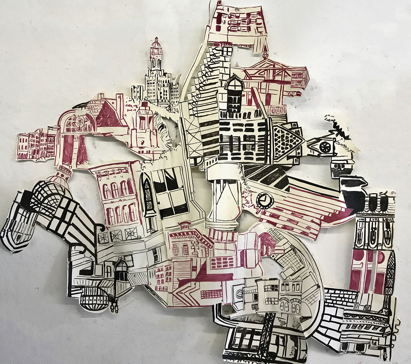 Foundation Year drawing foundations risd dawn clements collage architecture pink